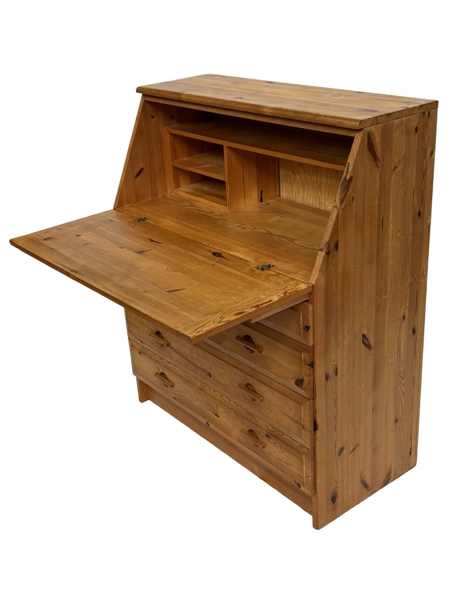 Vintage pine secretaire workstation desk, 1980s design