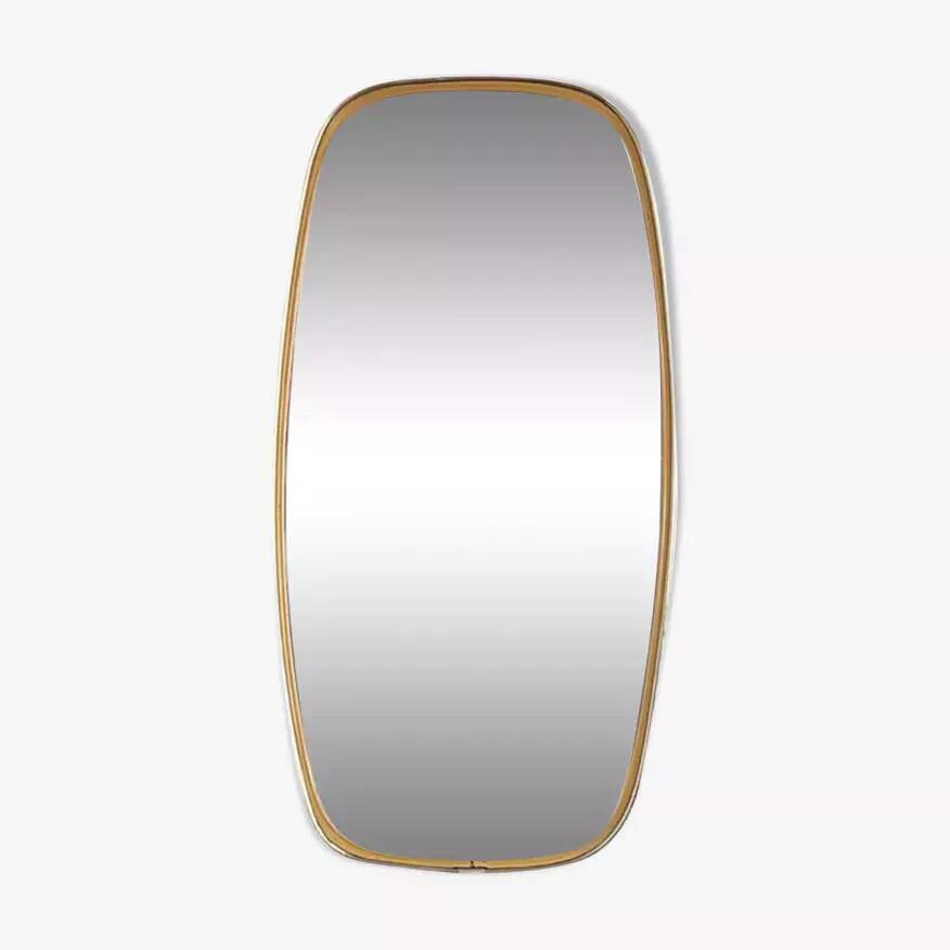 Rearview mirror and free form from the 50s - 60s on gold frame