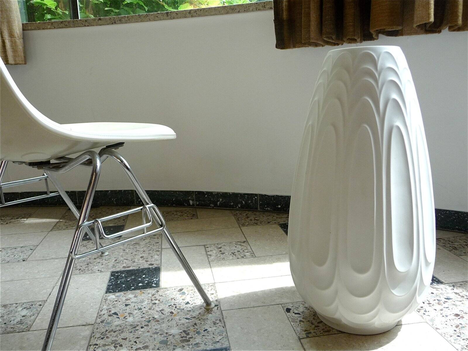 Large porcelain floor vase with relief by H&C Heinrich, West-Germany 1960s