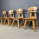 Vintage dutch brutalist oak dining chairs, 1960s