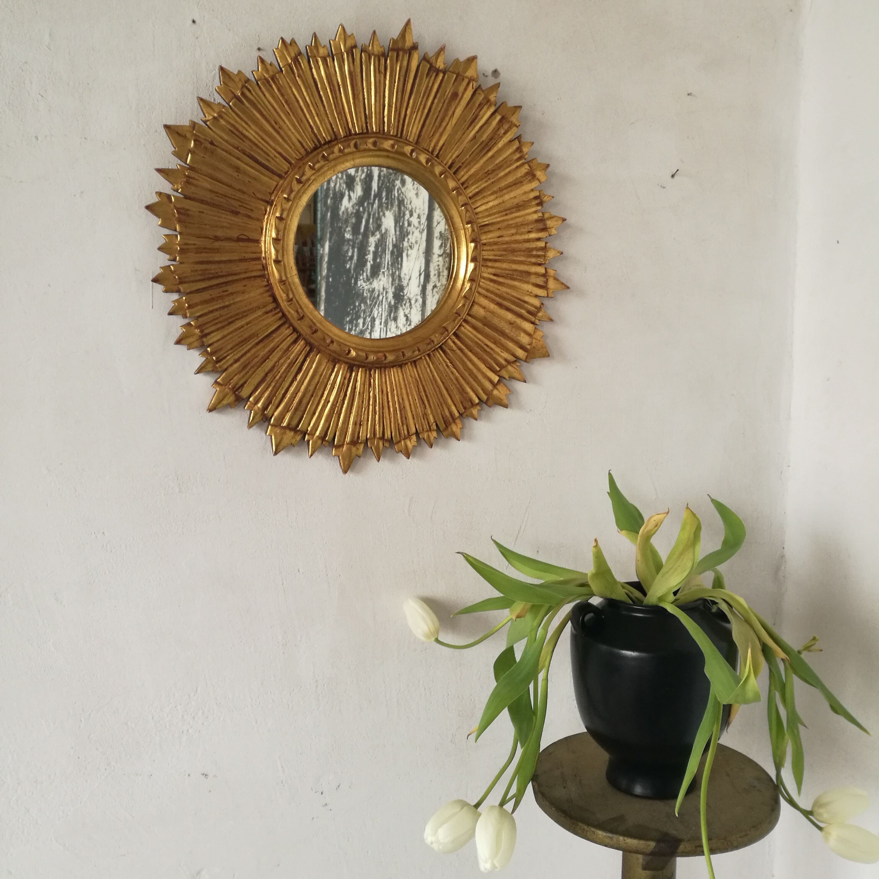 Mirror sun gilded wood