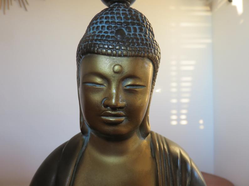 Italian "Buddha" lamp in polychrome plaster 70s