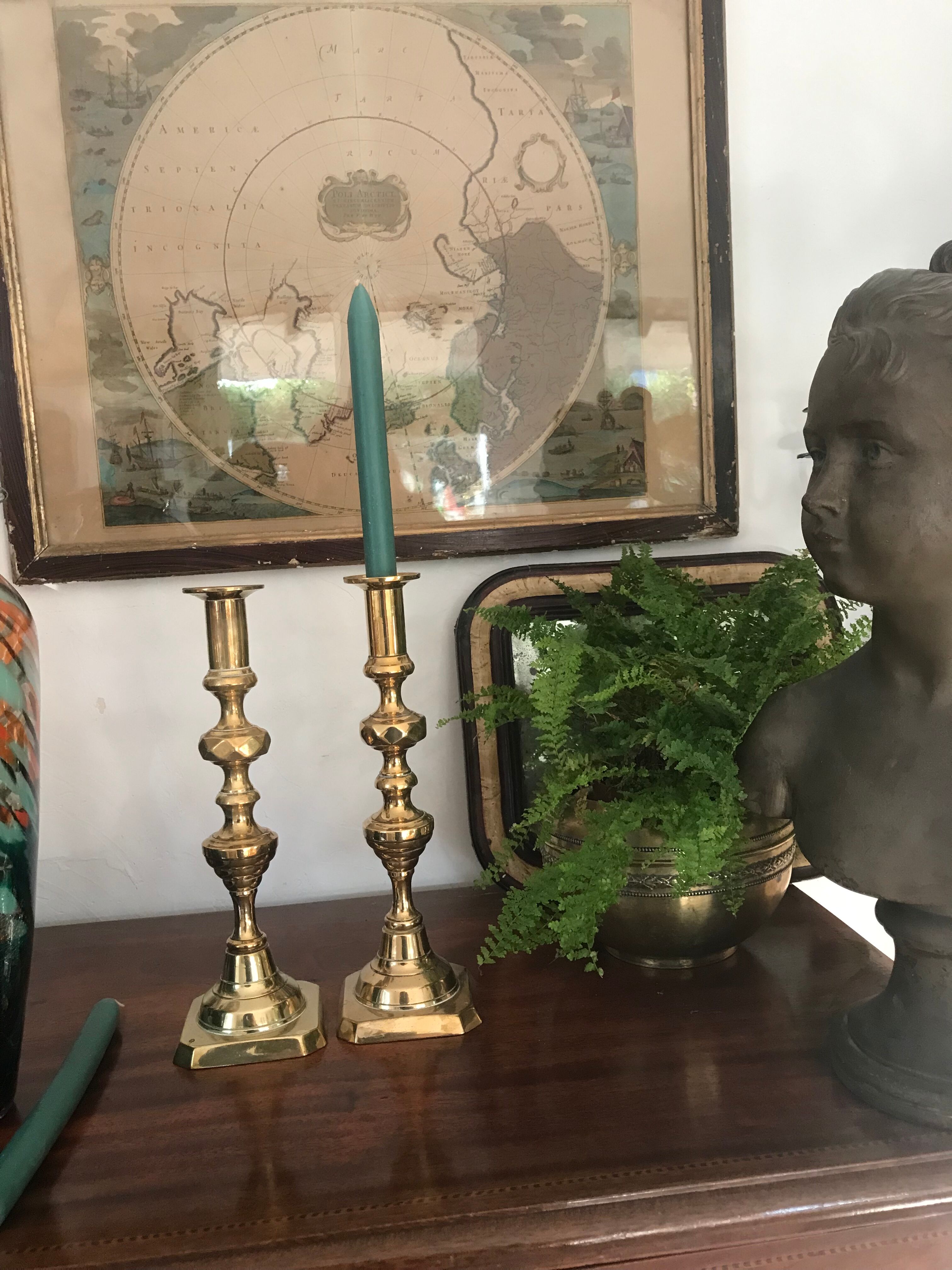 Pair of Victorian candle holders in gilded bronze