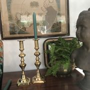Pair of Victorian candle holders in gilded bronze