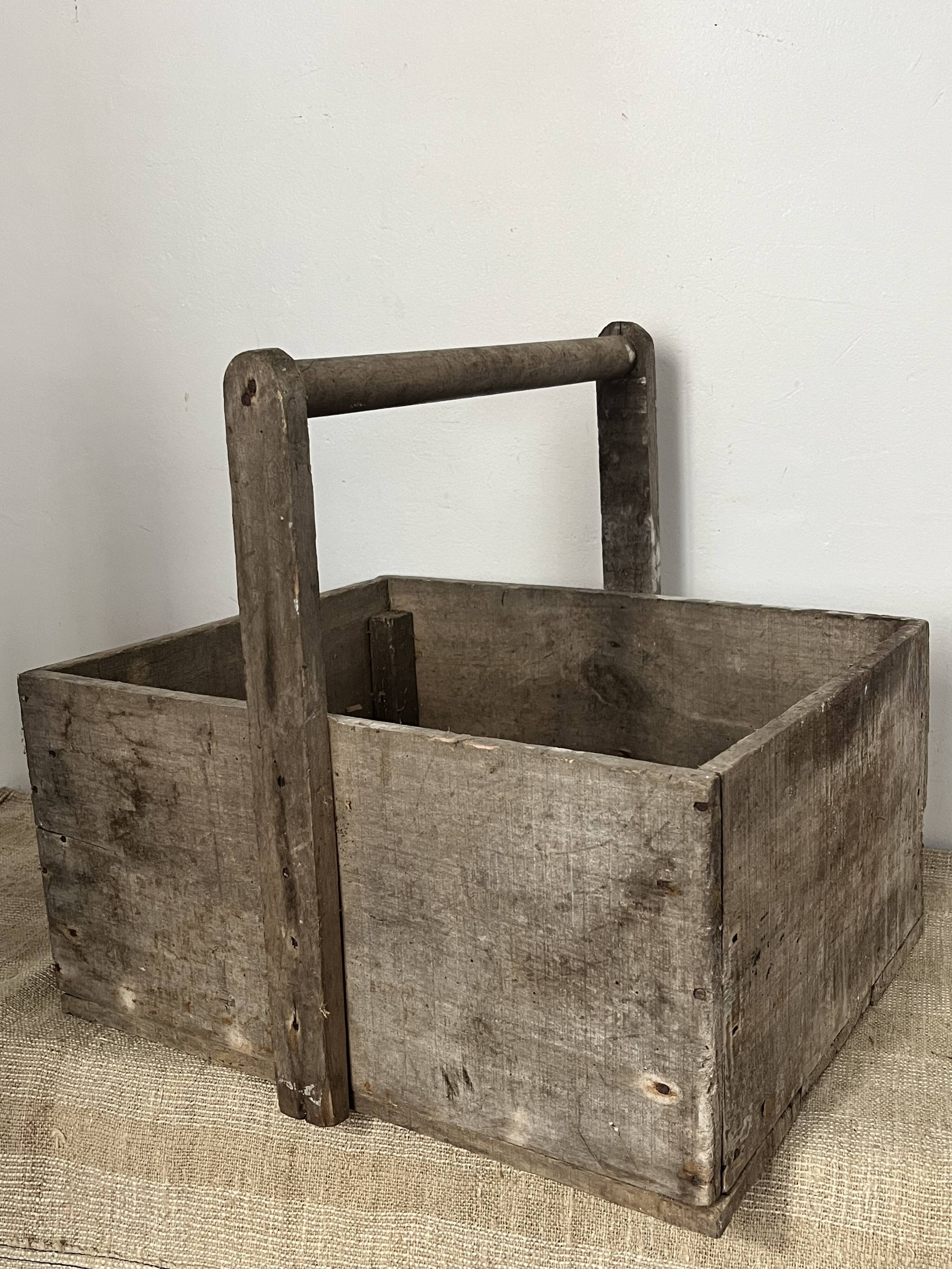 Wooden basket for the garden or workshop, folk art