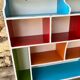 Wall-mounted or free-standing wooden locker shelf