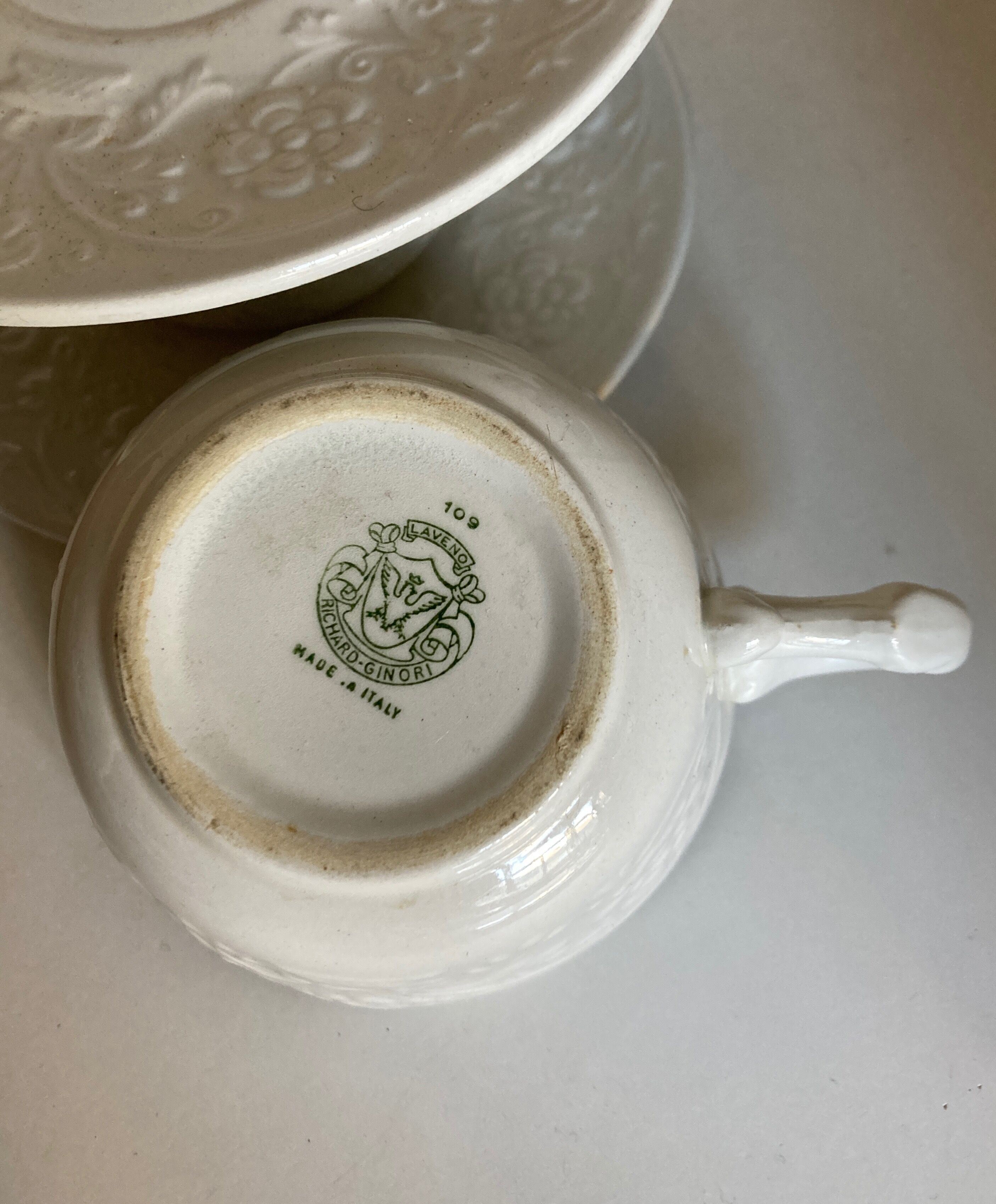 Set of 2 cups lunch XL 1960 ceramic Ginori Italian work