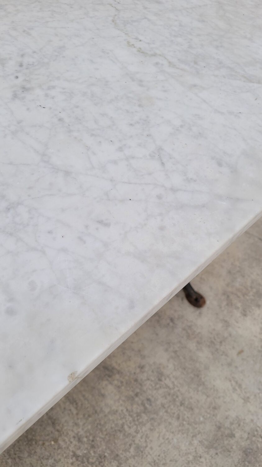 Restaurant bistro table in marble and cast iron signed godin