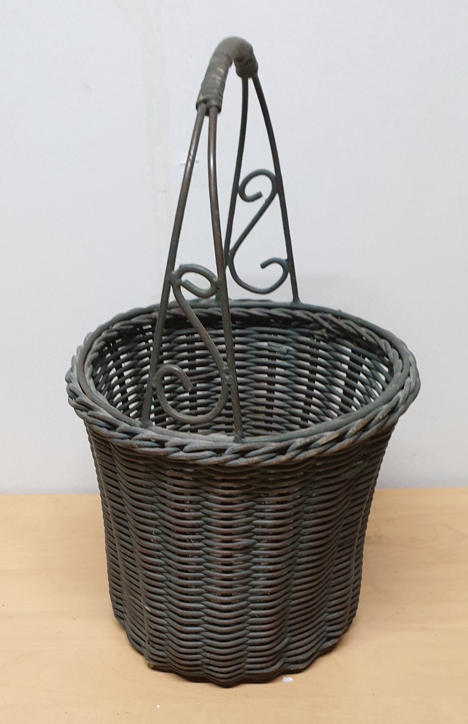 Wicker and metal basket