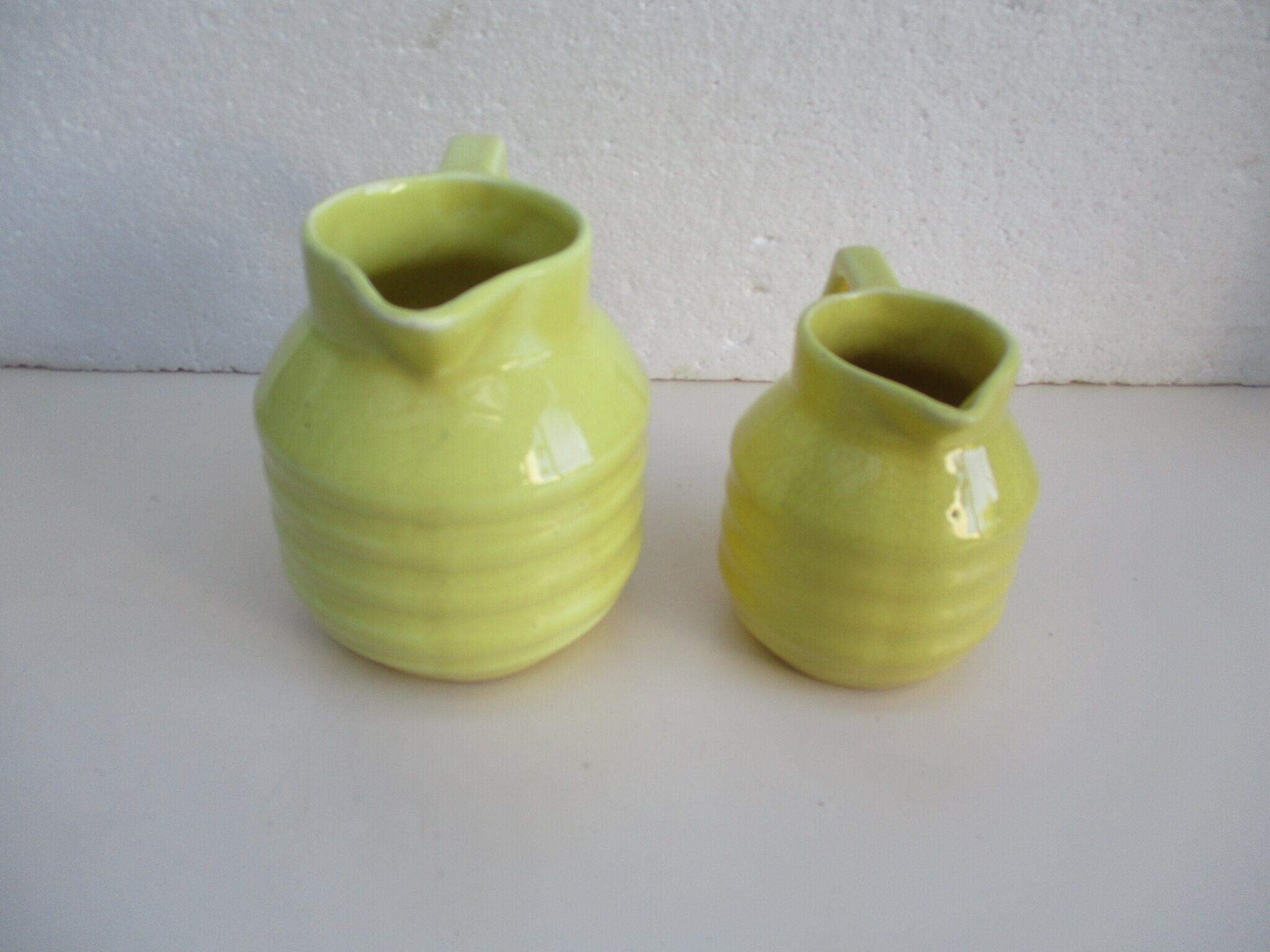 SET of 2 PITCHERS FAIENCE ONNAING SLURRY ART DECO 1930