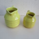 SET of 2 PITCHERS FAIENCE ONNAING SLURRY ART DECO 1930
