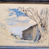 Gouache winter landscape