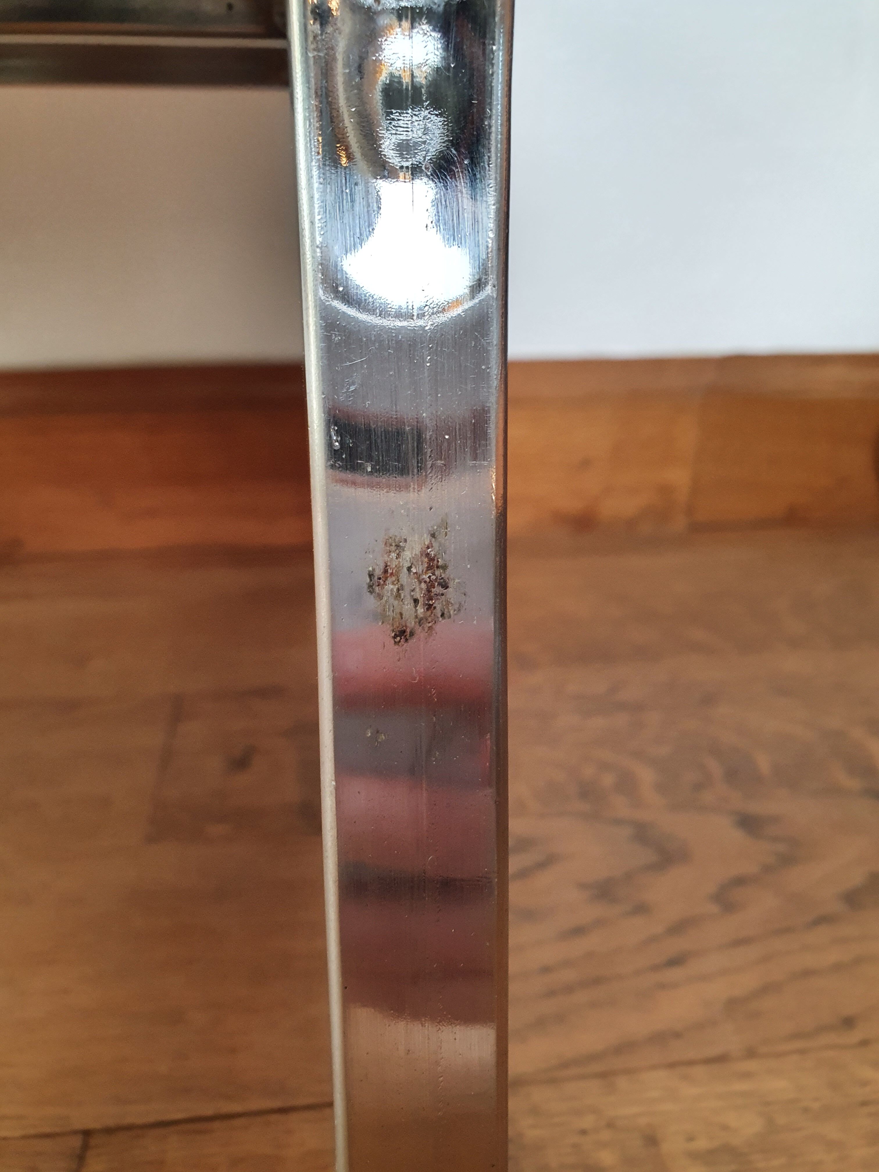 Armchair 60s chrome metal fabric buckle