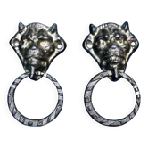 Pair of bronze devil drawer handles Art Nouveau