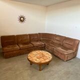 Old vintage modular corner sofa in designer velvet from the 70s/80s 4 elements