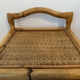 Antique rattan bedside table with vintage drawer