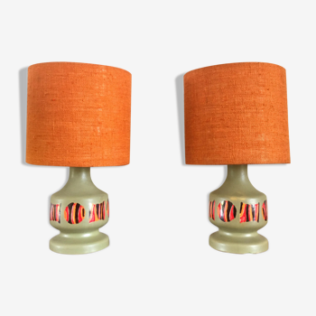 2 lampes en céramique vintage 1970