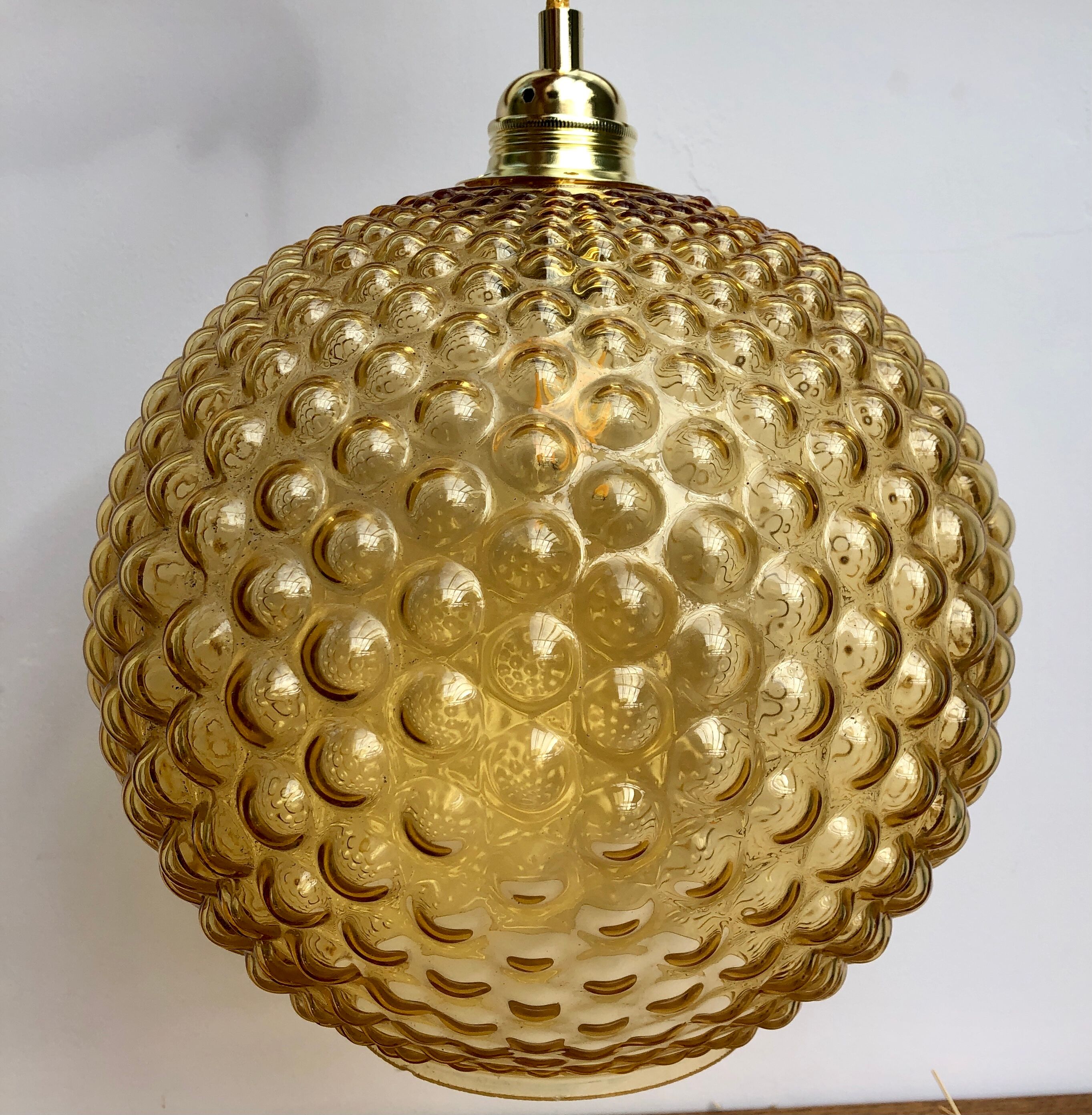Vintage amber glass hanging lamp
