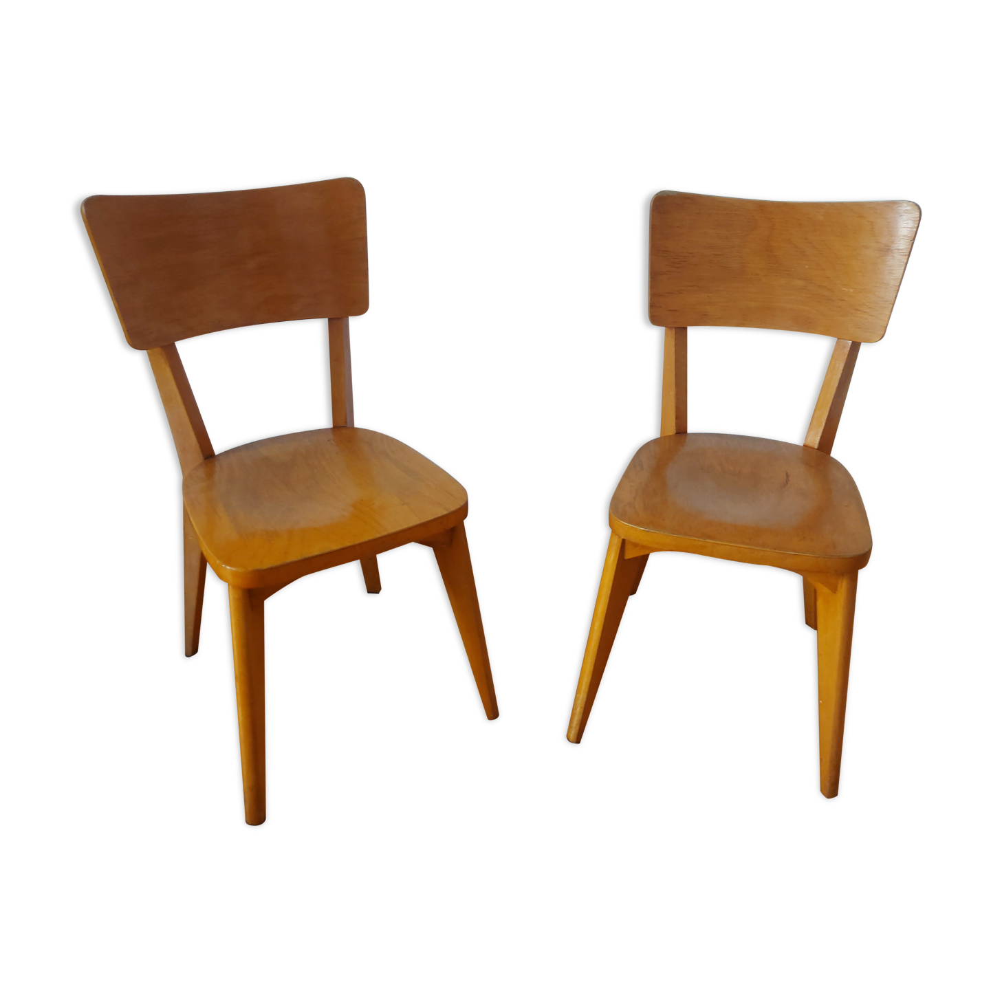 TWO ONE-PIECE VINTAGE WOODEN CHAIRS