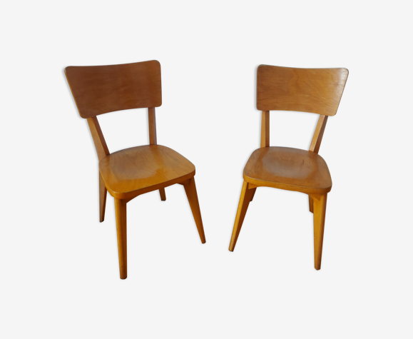 Deux chaises en bois vintages monobloc | Selency