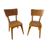 TWO ONE-PIECE VINTAGE WOODEN CHAIRS
