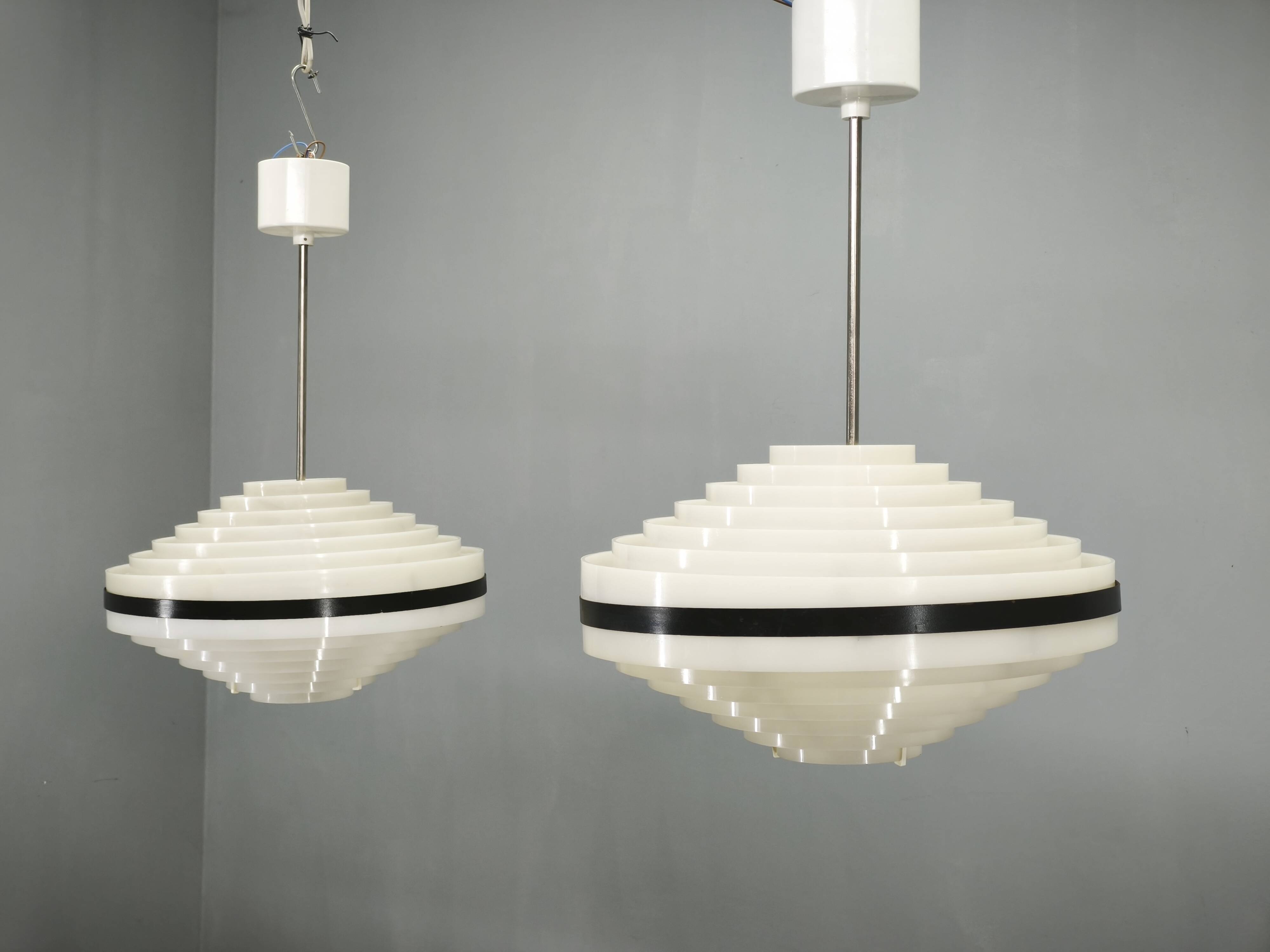 Pair of Czech Space Age UFO Pendant Lights, 1960s
