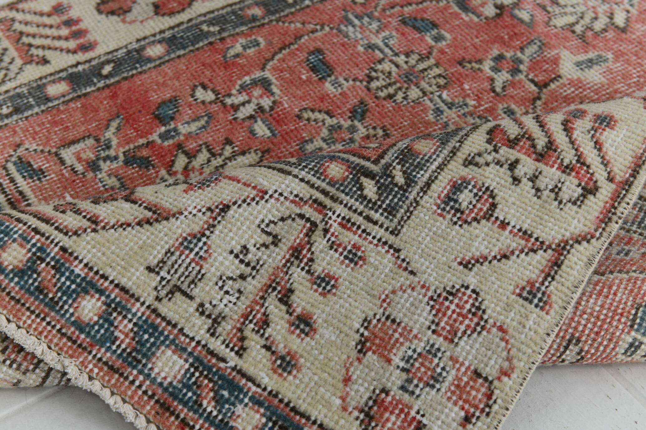 3x9 Vintage All-Over Floral Red Turkish Runner Rug, 92x286Cm