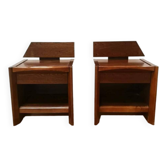 Pair of vintage wooden bedside tables