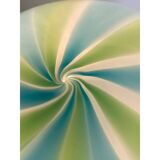 Lampe de table contemporaine sphère laiteuse, bleue et verte en verre de Murano