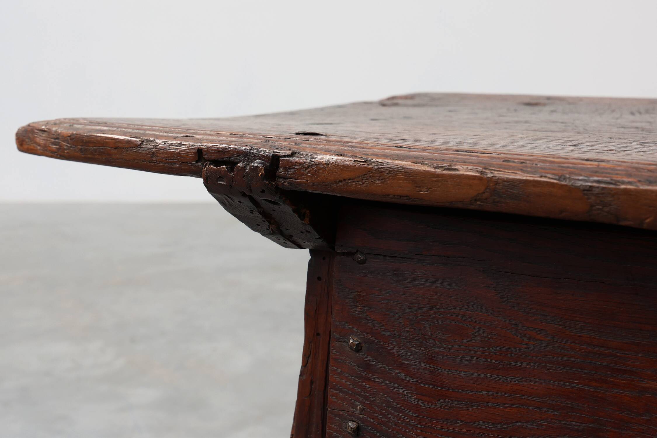 17th Century Spanish Oak Side Table with Drawer in Wabi Sabi Style