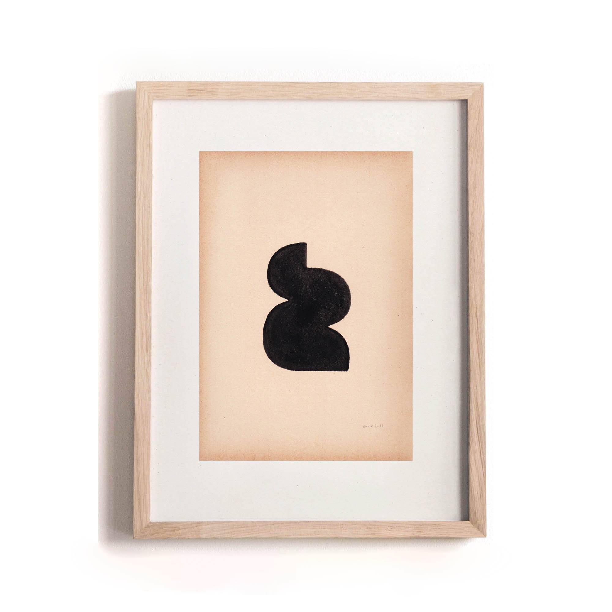 Painting on old paper - abstract painting M738 - signed Eawy