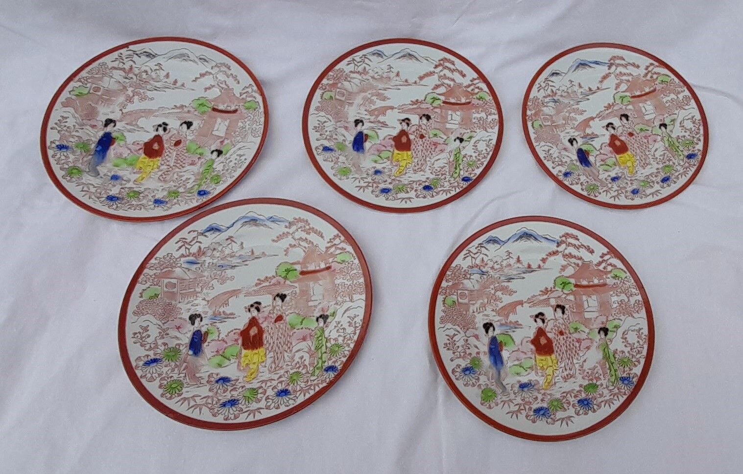 5 Japanese dessert plates diam 18.5 cm