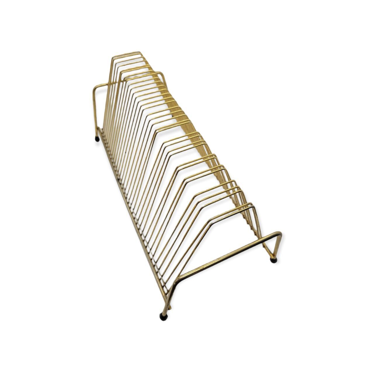 Vintage brass vinyl holder with black legs