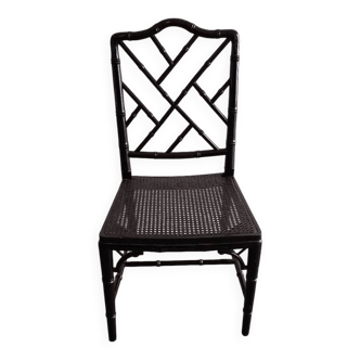Chaise chippendale en bois laqué noir imitant le bambou, Jonathan Adler