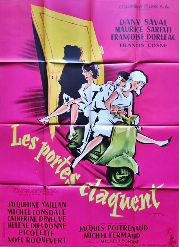 original poster 1960 doors slam Vespa 120x160 cm Catherine Deneuve