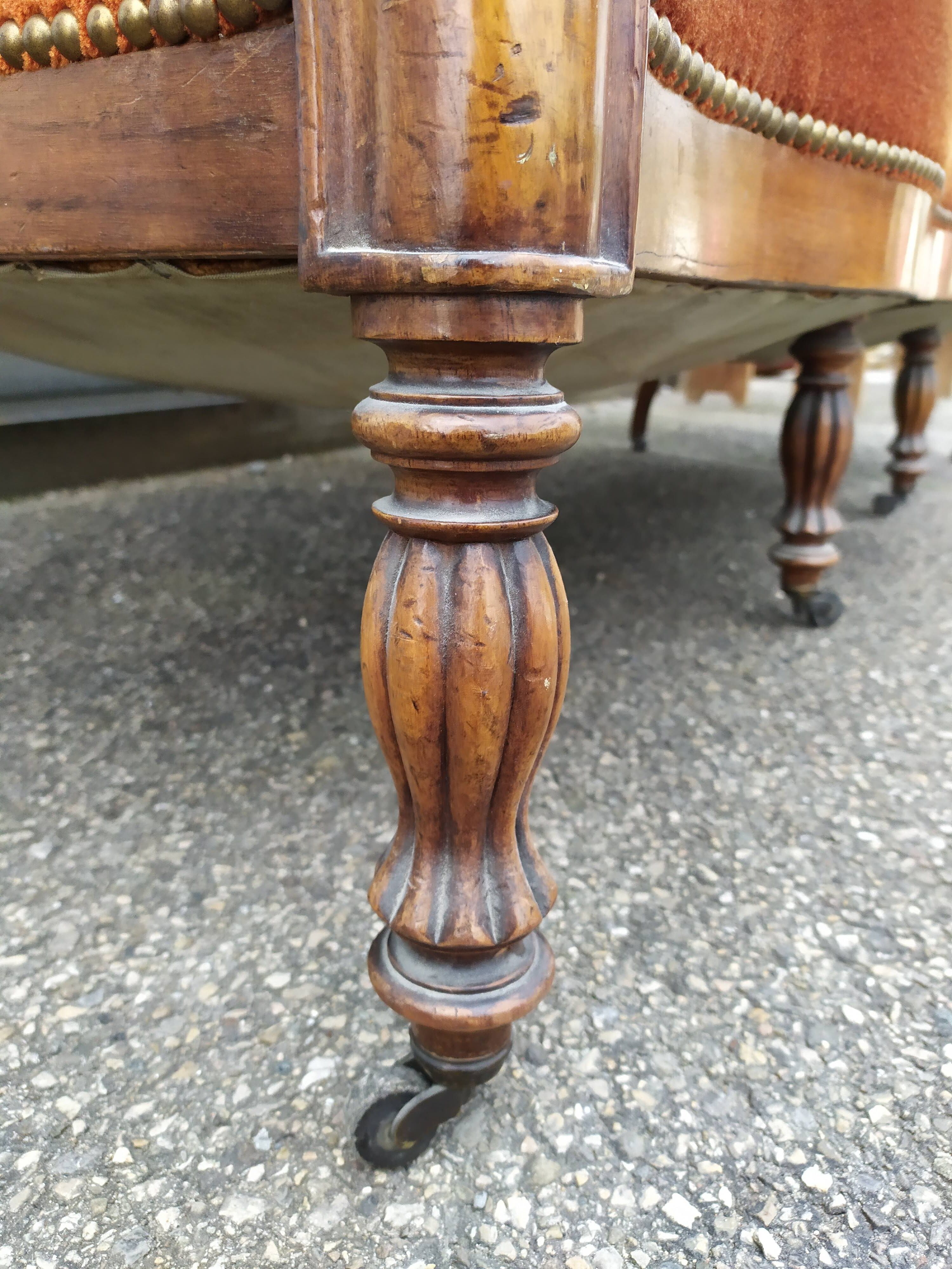 Louis Philippe style velvet bench