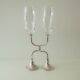 Vintage Pair of Crystal Silver Wedding Anniversary Champagne Flutes