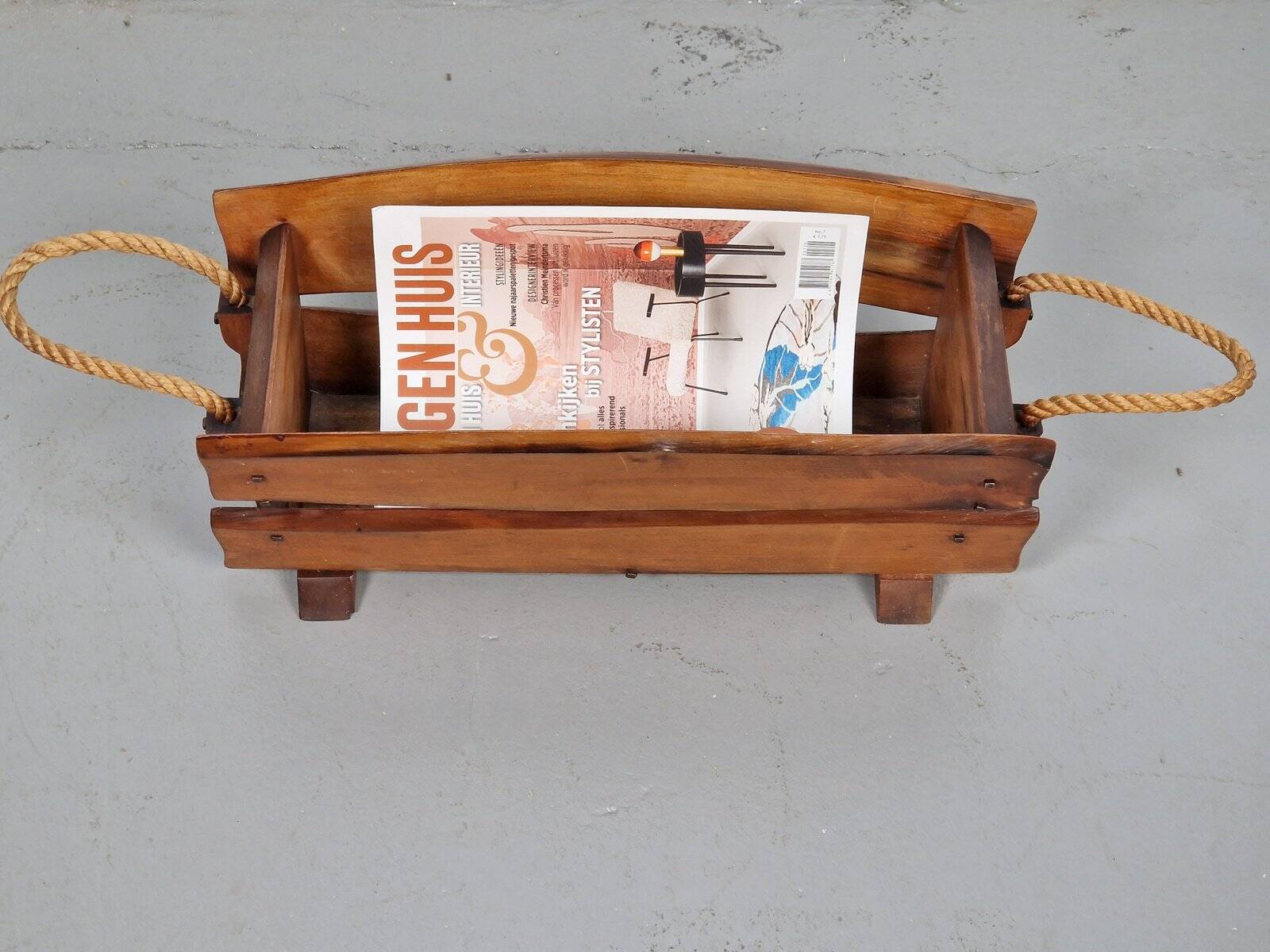 Brutalist Rope Magazine Rack, 1960s