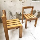 Duo of les arcs mountain pine chairs