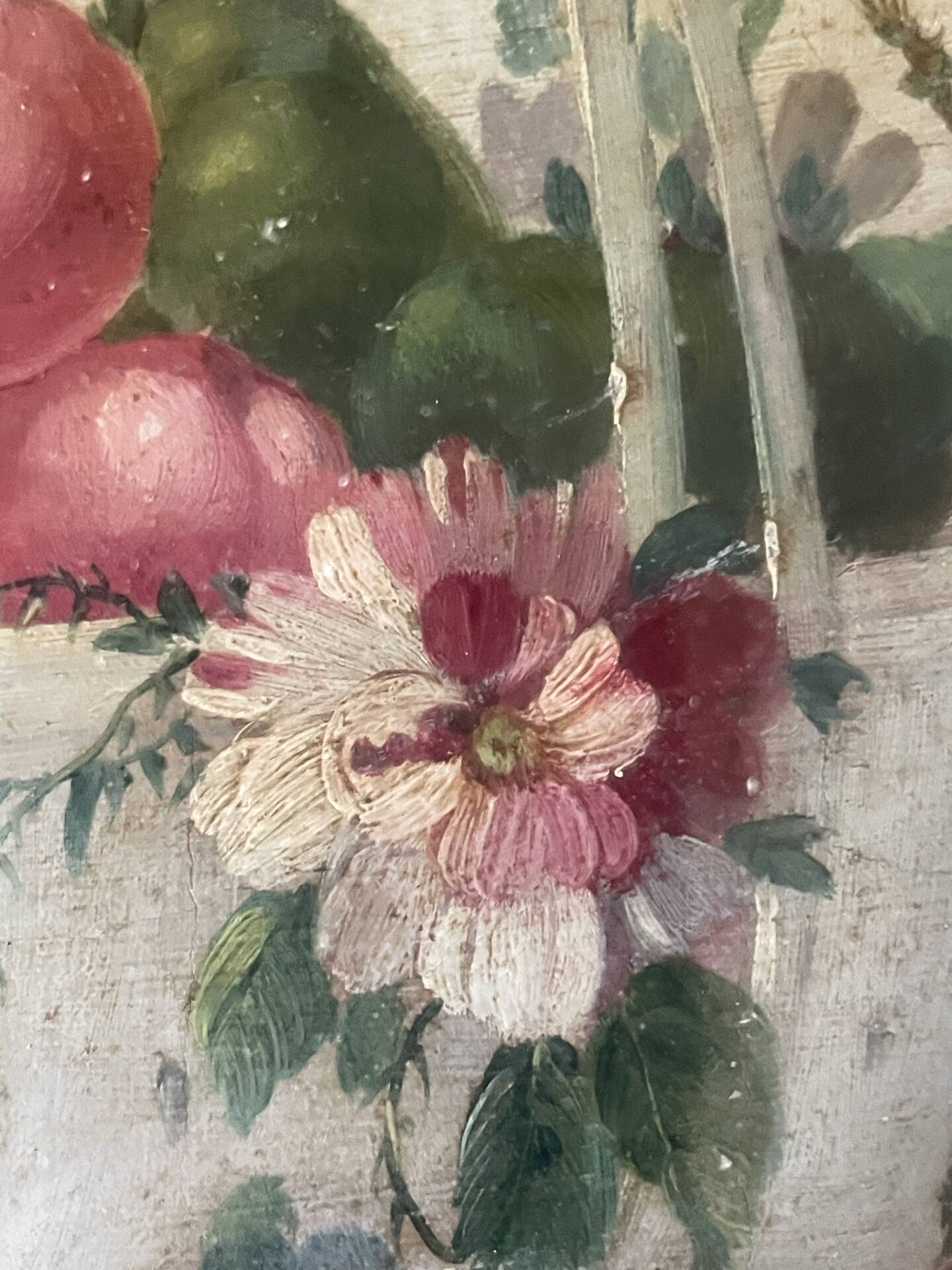 Paire de tableaux, natures mortes fruits et fleurs