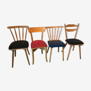 Lot of 4 mismatched chairs vintage bistro