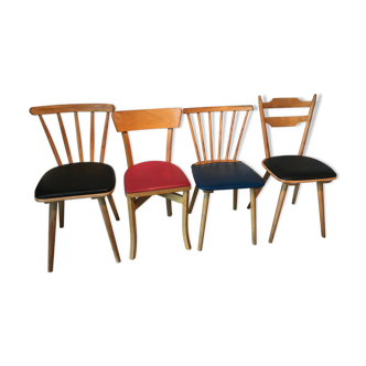 Lot of 4 mismatched chairs vintage bistro