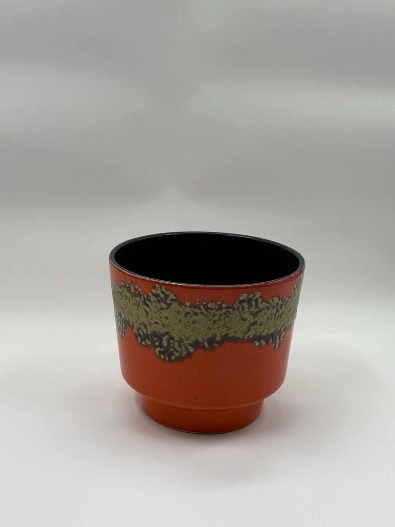 Vase Années 70 Lava Glaze Orange Brûlé