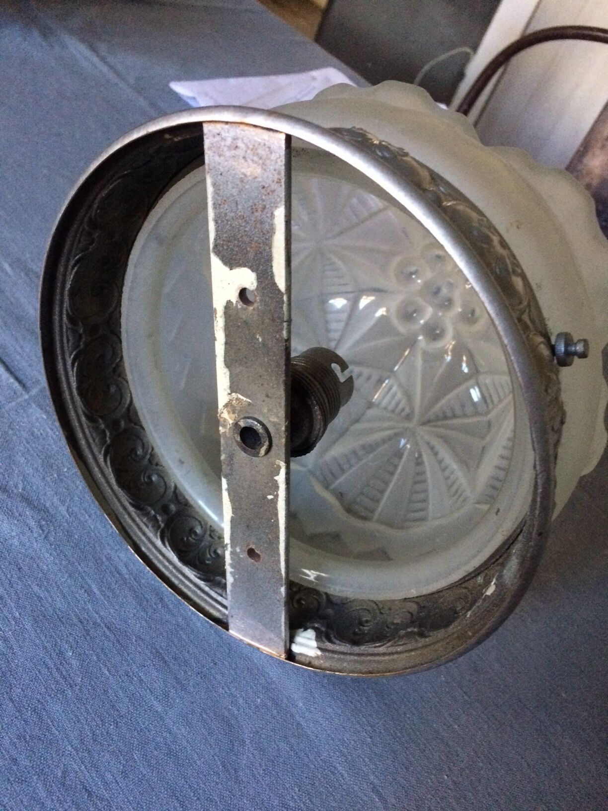 Globe pressed glass with his mount