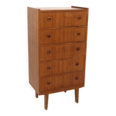 Scandinavian "tallboy" chest of drawers in teak, Denmark, 1960.