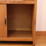 Low sideboard or small glass-fronted bookcase, oak, 1960
