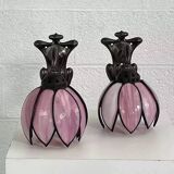 Pair of iron and glass wall lights