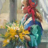 Jeune fille au bouquet de fleurs