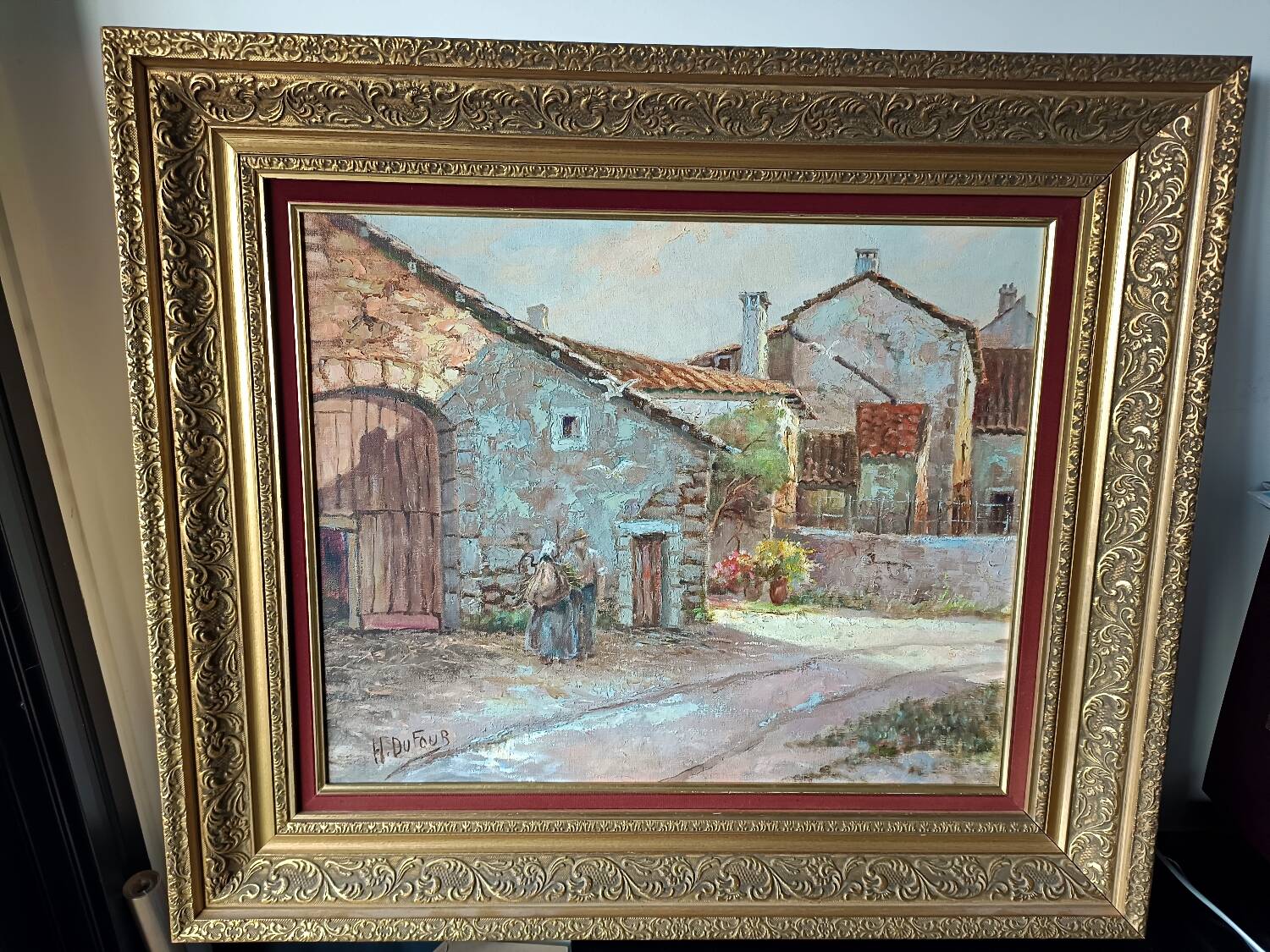 Henri Dufour - Oil on canvas, signed - Peasant couple