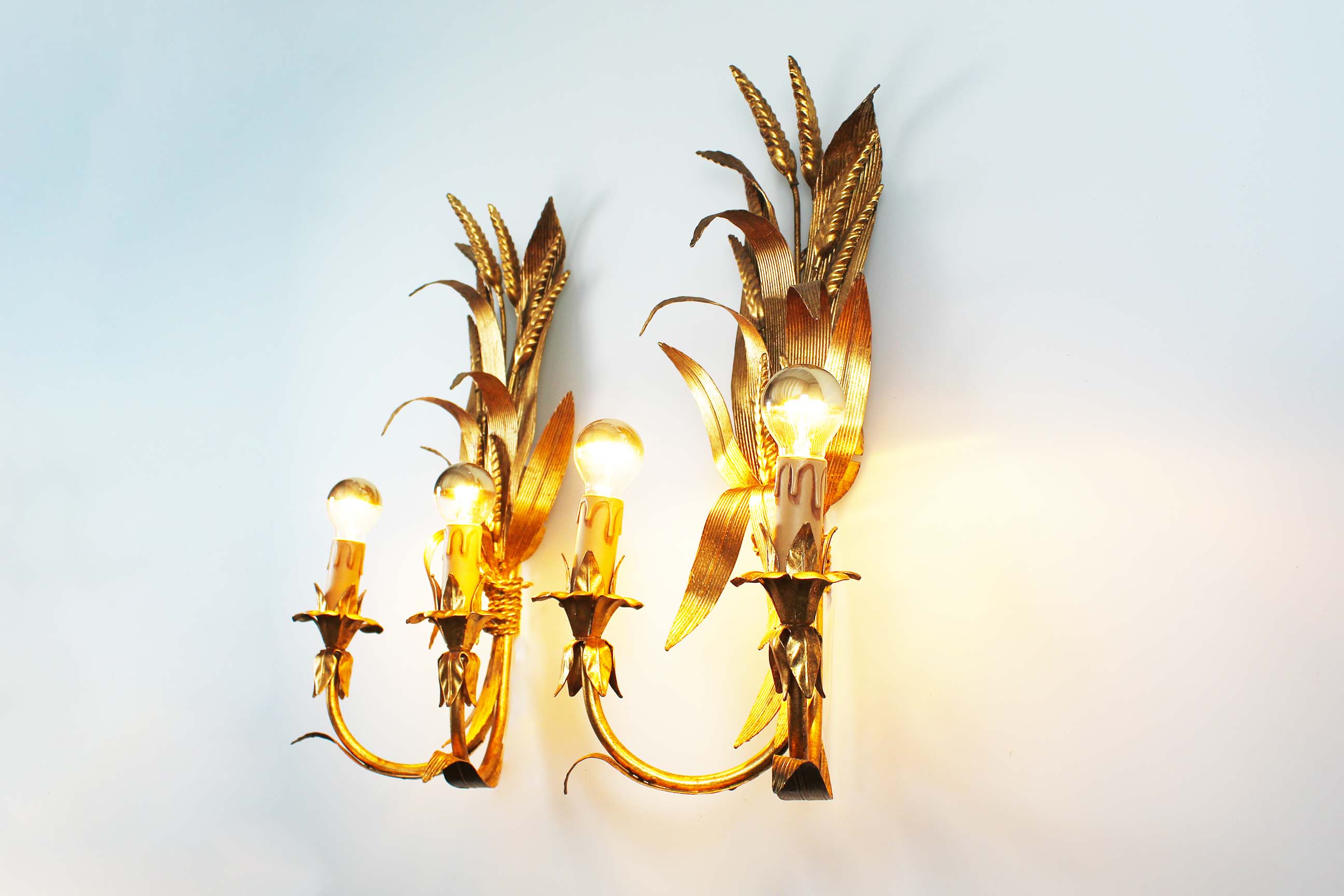 Large pair of Gilded Florentine Sconces by Hans Kögl